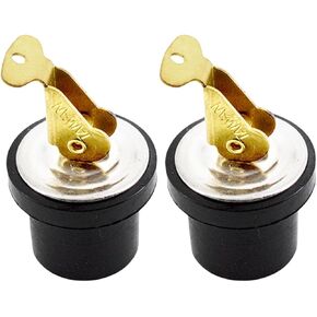 MARINE CITY Brass Boat Plug Bait Well Plug Boat Live Well Plug Snap Lock Boat Drain Plug 7/8 Inches for Marines – Ships – Kayaks – Yachts (Pack of 2)