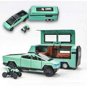 1/32 لعبة Cybertruck ، شاحنة إلكترونية وألعاب مقطورة للأولاد - صوت شاحنة صوتية وضوء وحركية ، لعبة مقطورة للسيارة Diecast ، من أجل هدايا عيد الميلاد (أسود)