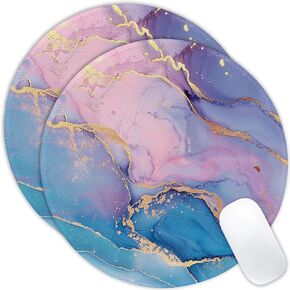 [2 Pack] Marble Mouse Pad, Round Marble Customized Premium-Textured Mouse Mat,Washable Mousepads with Cloth, Non-Slip Rubber Base Mousepad, Diam 8.66"x0.12" inches
