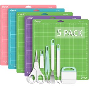 حصيرة قطع Ecraft لـ Cricut استكشاف Air 2/Air/One/Maker ، 12 × 12 بوصة 5 حصيرة وأعلى فينيل حرفة الطقم 5 قطع 5