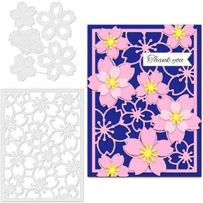 GLOBLELAND Flower Cutting Dies Flower Frame Carbon Steel Stencil Template Carbon Steel Die Cutting Template Metal Die Cuts for Card Making Scrapbooking Decoration