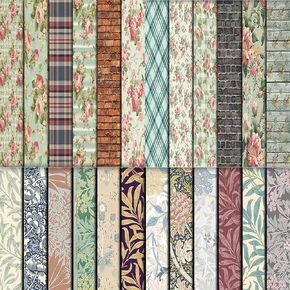 24Sheets Vintage DIY Scrapbook Paper Supplies Pattern Pattern Paper Supplies Mostmies Paper Paper Material for DIY Scrapbooks Journal Photo Photo Crafts 2 Styls 6x8inch and 6x6inch
