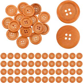 50 pcs أزرار الخشب ، 1 بوصة أزرار خشبية 4 ثقب زر الخياطة البني الكلاسيكية للقميص سادة خياطة الأغطية عصابات DIY خياطة العناصر المحبوكة المشروعات (25 مم)