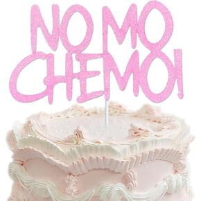 لا Mo Chemo Cake Topper ، وردة الذهب الوردي بريق الكعك الخالي من السرطان يختار السرطان ديكور كعكة للسرطان الناجي للاحتفال بزخارف الحفلات الحرة للسرطان