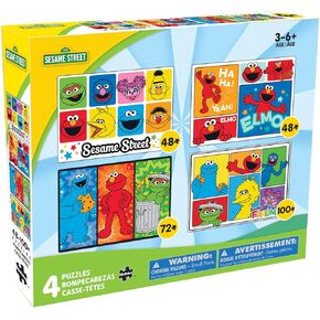 Buffalo Games - Sesame Workshop - 4 X 1 Kids Multipack - Sesame Street - Multiple Jigsaw Puzzles for Kids- Challenging Puzzle Perfect for Game Nights - Finished Size Varies