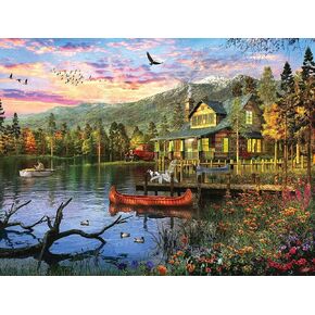 White Mountain Puzzles Sunset Cabin Store - 500 Piece Jigsaw Puzzle