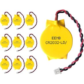 EEMB 10PACK 3V CR2032 CMOS Battery with Wire Leads and MOLEX Connector Computer Replacement Battery for Intel NUC and ASUS ROG Strix G702 G702V / AsRock AM1H-ITX Laptop