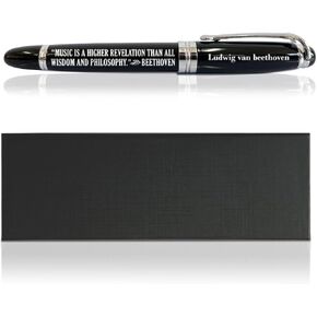Music Teacher Gift, Musician Appreciation Gift, Pen with Quote - Music is a Higher Revelation than all Wisdom and Philosophy, Ballpoint Pen Gift, Black Classic Ballpoint Pen in Matching Gift Case