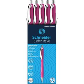 Schneider® Limited Edition Slider Slider Colors ، XB (Provess Proper) قلم حبر ، قابل لإعادة التعبئة + قابلة للسحب ، 1.4 مم ، برميل وردي الطاقة ، الحبر الأزرق ، صندوق من 5 أقلام (132509)