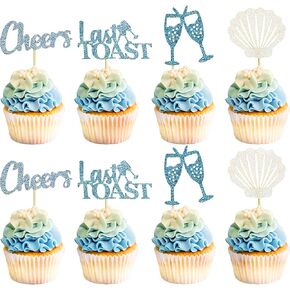 24 PCS Last Toast on the Coast Cake Cupckae Topper Coastal Bachelorette Decoration Beach Theme Engagement Bridal Shower Party Supplies