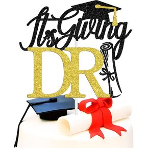 إنه يعطي Dr Cake Topper ، دكتوراه/دكتوراه ، ديكور التخرج درجة الدكتوراه ، 2025 لوازم زخارف التخرج من درجة الدكتوراه ، اللوازم الأسود اللامع
