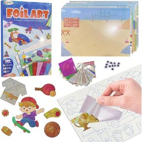 TMLFEP Art & Craft Activity للأطفال ، مجموعة نقل المرح Foil للطفل ، ملصقات رغوة رقائق DIY ، مجموعات النشاط الإبداعي ، ألعاب السفر ، الهدايا للفتيات والفتيان (السيارة)