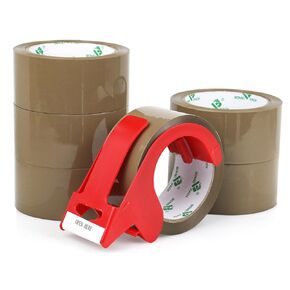 BOMEI PACK Brown Packing Tape Refills, Heavy Duty 12Rolls with 1 Dispenser for Packaging, Shipping and Moving, 2.4Mil 1.88 Inch x 60 Yard