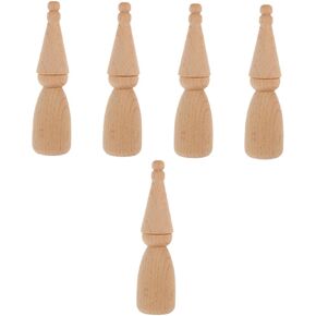 VICASKY 5pcs Unfinished Wooden Peg Dolls,Natural Peg People Doll Bodies Unpainted Wood Figures for Kids DIY Graffiti Painting, Arts,Crafts