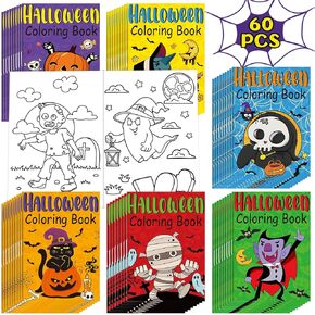 LINCIA 60 PCS Halloween Vintage Colling Books Bulk Halloween Goodie Bag Stuffer Fullers Gifts Mini Colling Books for Boys Girl