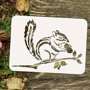 Squirrel Fruit Branches Wall Stencils Template Reusable Spray PaintStencils for Craft Painting On Wood Craft Canvas Walls Wood Furniture Decorations DIY Scrapbooking