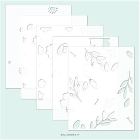 Concord & 9th Sweet Bee Stencil Pack - خمسة 4.75 "X6" من الزهور من أجل صناعة البطاقات - بطاقة عيد ميلاد - التفكير فيك - عيد الحب - DIY Paperclawting