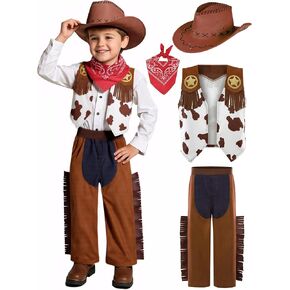 Sicypoty Kids Cowboy Costume Boys Girls Western Set Cosplay for Halloween Dress Up Up