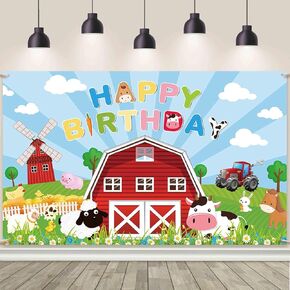 مزرعة عيد ميلاد مزرعة Backdrop Red Barn حفلة عيد ميلاد لافتة الزخارف الحفلات المزرعة للأطفال