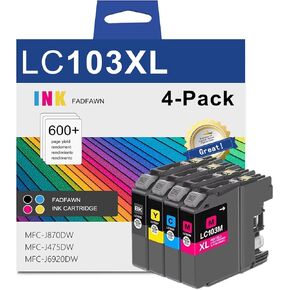 LC103XL خراطيش حبر عالية العائد (BK/C/M/Y ، 4 عبوات) للاستبدال لشقيق LC103XL LC101 XL الحبر مع MFC-J870DW MFC-J6920DW MFC-J6520DW MFC-J450DW MFC-J470DW PRINTER