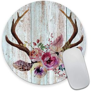 Smooffly Mousepad Farmhouse Mousepad Wood Boho Mouse pad Flowers Teachers Present Round Office Supplies Friends