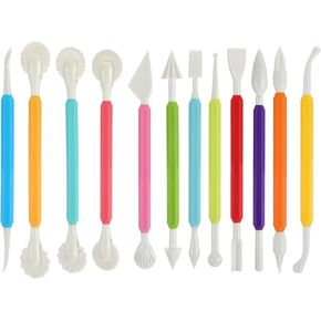 12PCS Clay Sculpting Tools, Double-Head Ceramic Pottery Tool Plastic DIY Clay Fondant Tool Modeling Tools Set Air Dry Clay Tools Polymer Clay Art Tools for Polymer Pottery Cake Decoration