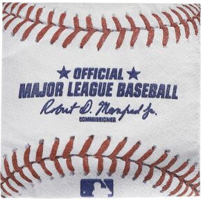 Rawlings Baseball Beverage Napkins - 5" x 5" (Pack of 96) - Vibrant Multicolor Paper Party Napkins & Unique Design, Great for Celebrations & Events