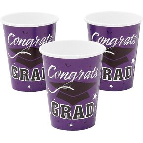 تهانينا Grad Purple 9oz Cups (25pc) - لوازم الحفلات - 25 قطعة