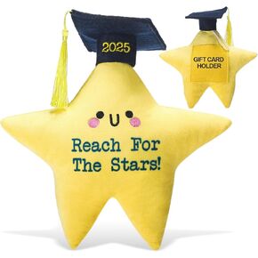 هدية التخرج 2025 نجمة Plush محشوة حيوان مع حامل البطاقة Cap Cap Tassel للوصول إلى The Stars Plush Toy Doll لصالح حفلات كلية رياض الأطفال الثانوية الابتدائية