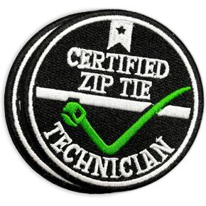 (Pack of 2Pcs) Certified Zip Tie Technician Embroidered Patch, Electrician Mechanic Gifts, Blue Collar Plumber Decorations, Handyman Fixologist Linemen Embroidered Iron-on Patch- 3.5 Inch
