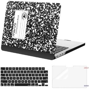 MOSISO Compatible with MacBook Pro 14 inch Case 2025-2021 M4 M3 M2 M1 A3112 A3185 A3401 A2918 A2992 A2779 A2442, Plastic Composition Book Hard Shell Case Cover&Keyboard Cover&Screen Protector, Black