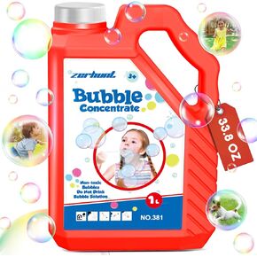 Zerhunt Concentrated Bubble Solution 33.8 OZ：1L Non-Toxic Bubble Refil for Bubble Toys - Bubbles for Kids -Bubble Machine/Gun Solution - Giant Bubble Wand Solution