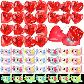 SYHOIDE 28 PCS VALENTINES Party Party Favors مجموعة ألعاب Axolotl المملوءة بملء القلوب Kawaii راتنجات الحيوانات Axolotl لصالح هدايا عيد الحب جوائز حفل فالنتين