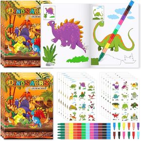 Rumia 6 PCS كتب تلوين ديناصور كبيرة الحفلات مع 6 تلوين تلوين 12 ورقة ديناصورات Dino Dino كتب ديكور عيد ميلاد للدينو عيد الميلاد لحفلات الفصول الدراسية لوازم الفصول الدراسية لوازم الفصول الدراسية
