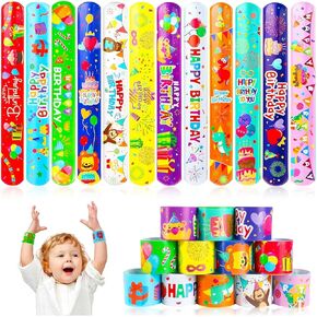 48 PCS Retro Slap Bracelets 80s 90s Party Party Favors Decorations Slap Wristbands Snap Bands Snap Snapband للبالغين