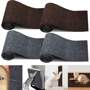 Self-Adhesive Cat Wall Scratcher Climbing Pads,4Roll 158" x 15.8",Cat Scratch Furniture Protector, Bed Couch Corner Guards from Claws,Trimmable Carpet Sofa Scratcher Mats