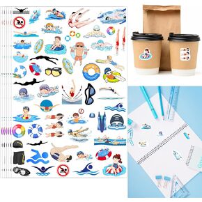 1300 Swimming Stickers Swimming Party Supplies Decorations Swimming Action Sport Themed Birthday Baby Shower Party Sticker