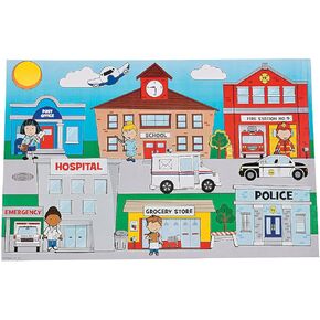 Community Helpers Giant Sticker Scene - 12 Pieces - Educational and Learning Activities for Kids