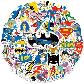 ملصقات Justice League للأولاد - 50 مساءً ملصقات خارقة للأطفال ، والمراهقين ، والبالغين - Batman Sticker مقاومة للماء للكمبيوتر المحمول ، وزجاجة ماء ، والهاتف ، واللوحة ، وسكر القصاصات ، وفضلات الحفلات ، والهدايا
