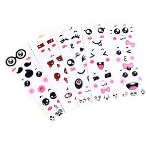 12 PCS Cartoon Face Expressions ملصقات قرطاسية إبداعية لطيفة مع عيون أنف فم لزخارف DIY
