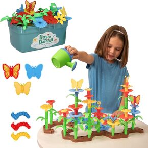 MindWare Flower Building Toy Set for 3 4 5 6 7 Year Old Girls and Boys, Preschool and Kindergarten STEM Educational Building Toys for Kids Ages 4-8, Flower Garden Building Toy with Storage Case