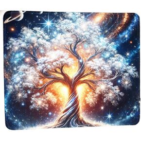 Cosmic Magical Tree Mouse Pad, Gaming Mousepad, Stitched Edges, 12.2 x 10.5 inches, Non-Slip Natural-Rubber Back, Waterproof for Home, Office, Desktop, Gaming, Multi-Use