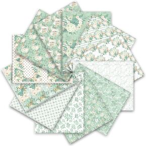 12pcs الصيف حزم نسيج القطن الأزهار الخضراء 18 × 22 بوصة ألوان مائية خضراء الزهرة الدهون الأحياء الزخرفية خياطة اللحف بالرقائق الربيعة DIY المصنوعة يدويًا ديكور حفلة منزلية