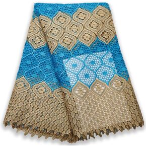 African Lace Fabric Water Soluble Guipure Fabric 5 Yards Nigerian Lace Cord Fabric for Daily Clothes Sewing （27433）