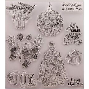 ميري عيد الميلاد جوي شجرة ديكور كرات الهدايا ختم صافٍ لزخرفة صناعة البطاقات و DIY Scrapbooking