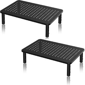 suptek Monitor Stand with Phone Holder, Metal Computer Monitor Stand Riser for PC, Laptop, Printer, Notebook and All Flat Screen up to 30kg, Large Vented Platform, 3 Height Adjustable Riser MST003M