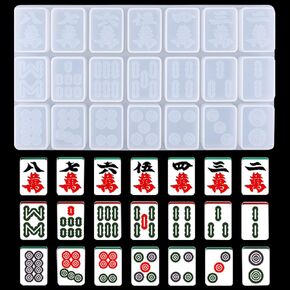 قالب راتنج راتنج دومينو Fineinno لـ Epoxy الصينية Mahjong Silicone Mould مع 21 تجويفًا لـ DIY Domino ، 13 يتيم Mahjong