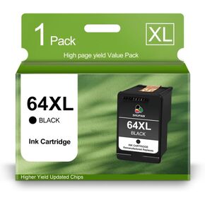 64XL Ink Cartridge Black Replacement for HP Ink 64 64XL 64 XL Ink for Envy Photo 7855 7858 6252 6255 7800 7100 7155 7158 Tango Tango X Tango Terra Printer (1 Black)