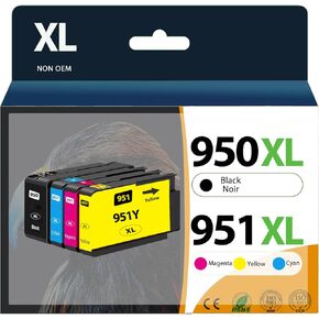 950XL 951XL COMBO متوافق مع HP 950 XL 951 XL حبر خرطوشة بديل لـ HP OfficeJet Pro 8600 8610 8620 8100 8630 8660 8640 8615 76DW 251DW (1 Black ، 1 Cyan ، 1 Magenta ، 1 صفراء)