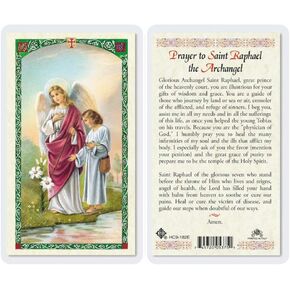 Prayer to St. Raphael the Archangel Holy Card (HC9-182E) - Laminated by San Francis Imports
